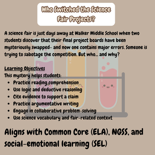 Printable STEM Mystery Game for Grades 6–8 | Science Fair & Critical Thinking Activity