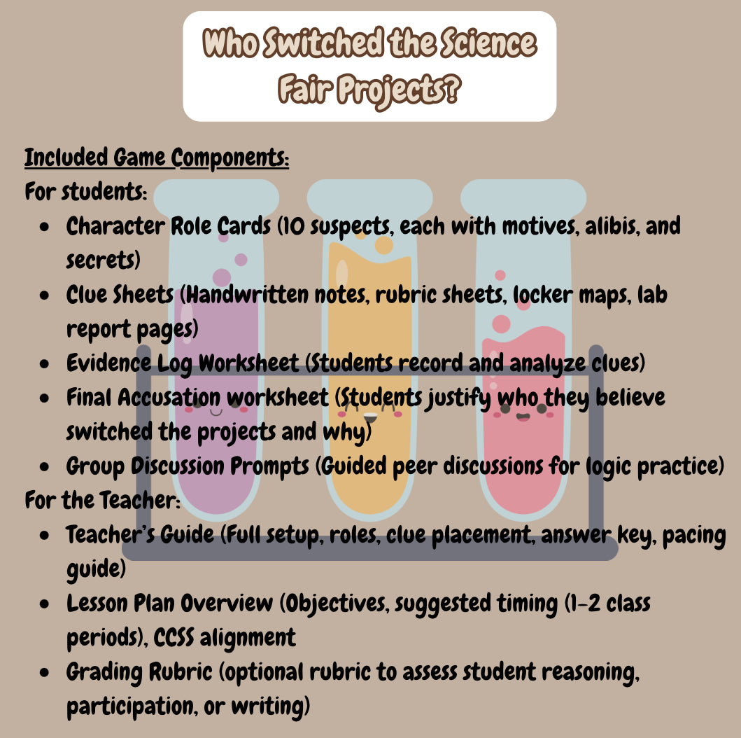 Printable STEM Mystery Game for Grades 6–8 | Science Fair & Critical Thinking Activity