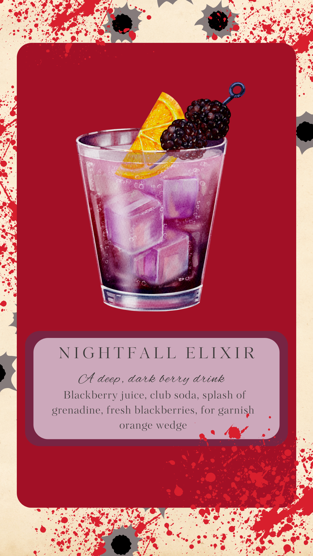 Killers Among Us Bar and Snack Menu | Killers Among Us Printable Add-On
