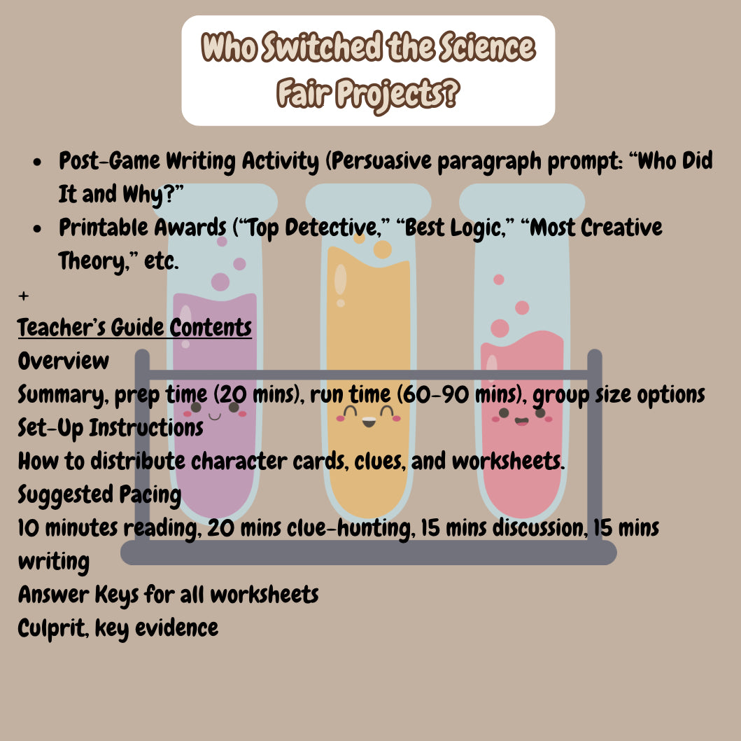 Printable STEM Mystery Game for Grades 6–8 | Science Fair & Critical Thinking Activity