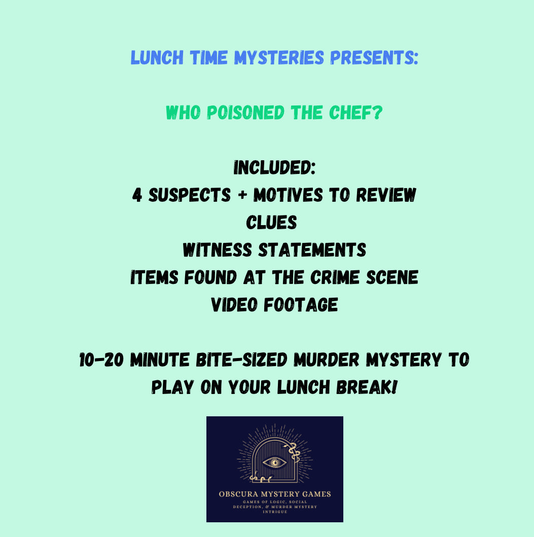 Who Poisoned The Chef? | Quick 15-Minute Culinary Mystery Game