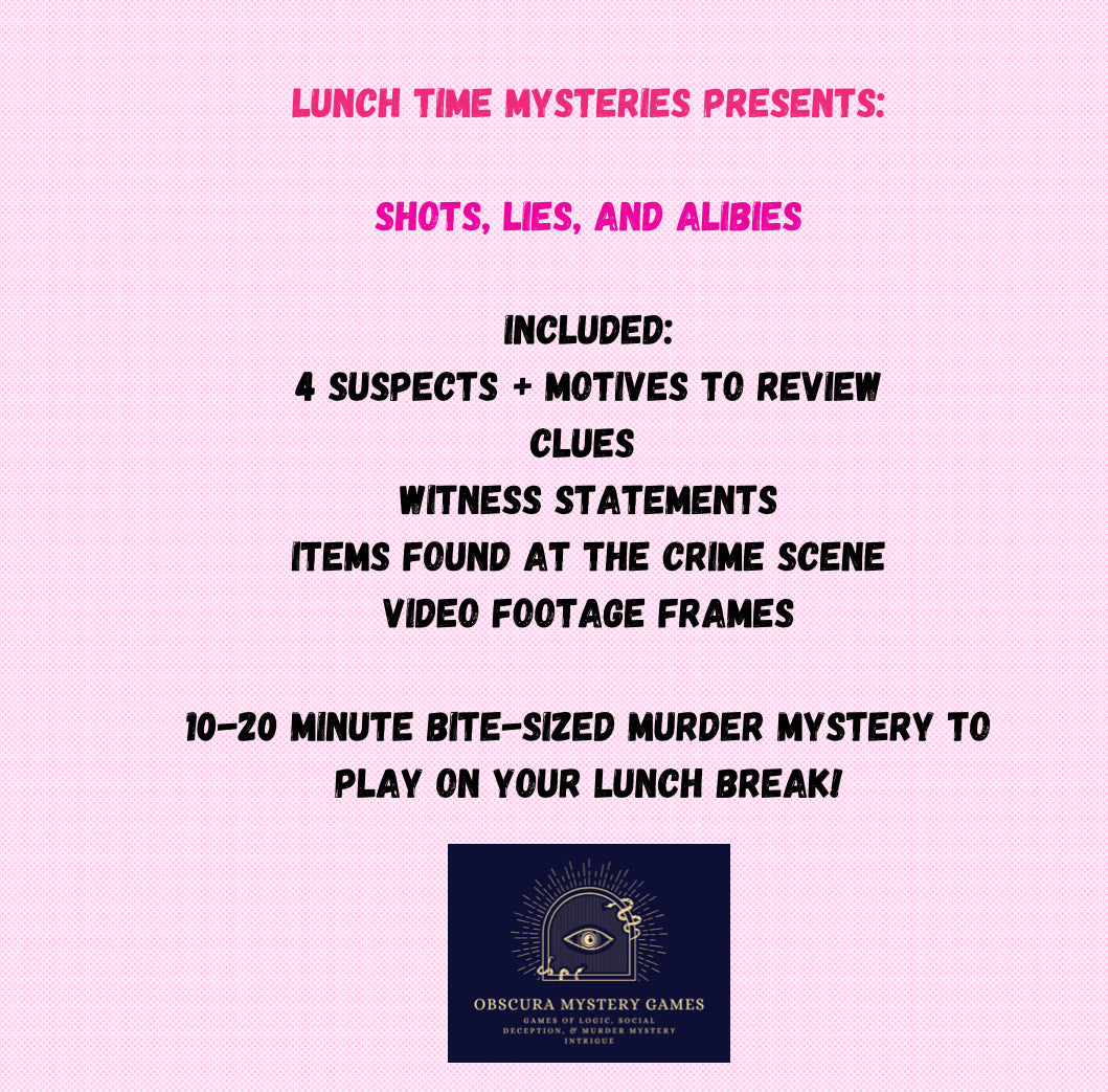 Printable Bachelorette Party Mystery Game – Shots, Lies, and Alibis | Fun 10-20 Minute Whodunit