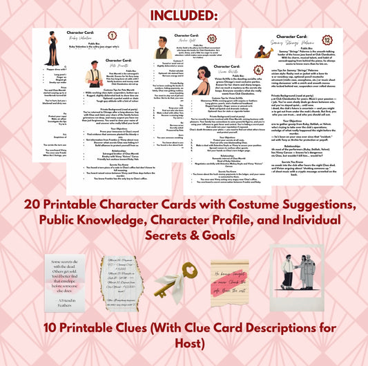 1920s Speakeasy Murder Mystery Game – Murder on the Rocks | Print-Ready Party for 8–20 Guests