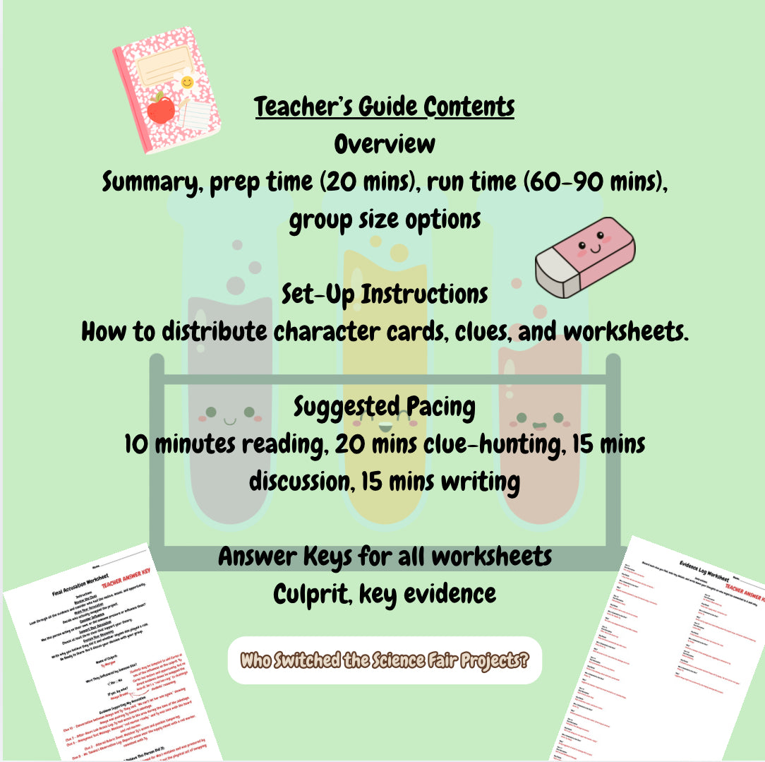Who Switched the Science Projects? – Printable STEM & ELA Classroom Mystery Game for Grades 6–8