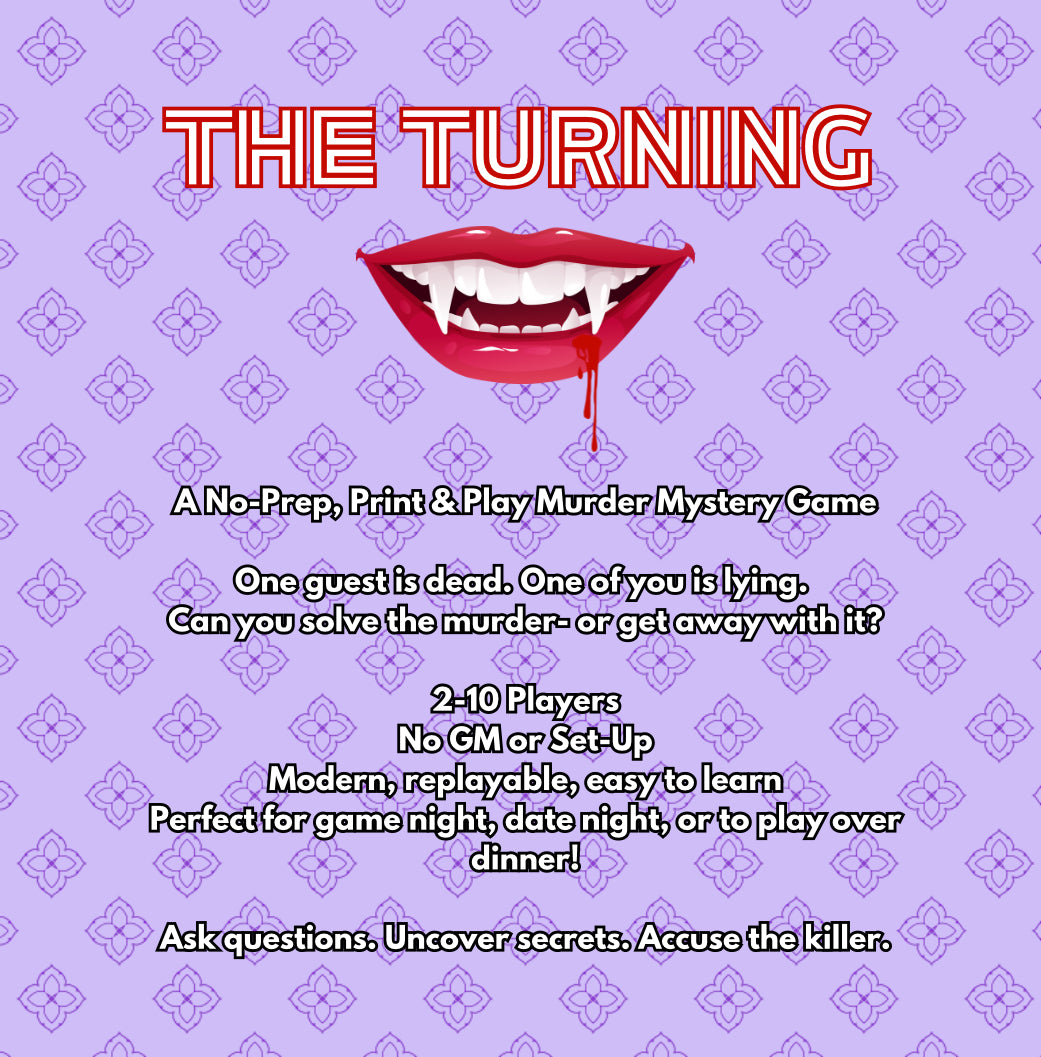 The Turning – A No-Prep Printable Vampire Murder Mystery Game | Mystery Dinner Games
