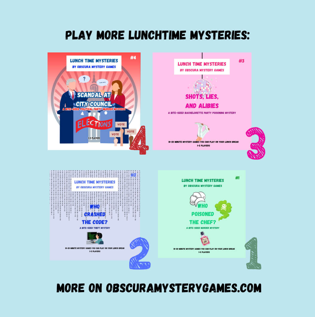 Who Stole the Mona Lisa? | Lunchtime Mysteries™ 10-20 Minute Printable Detective Game