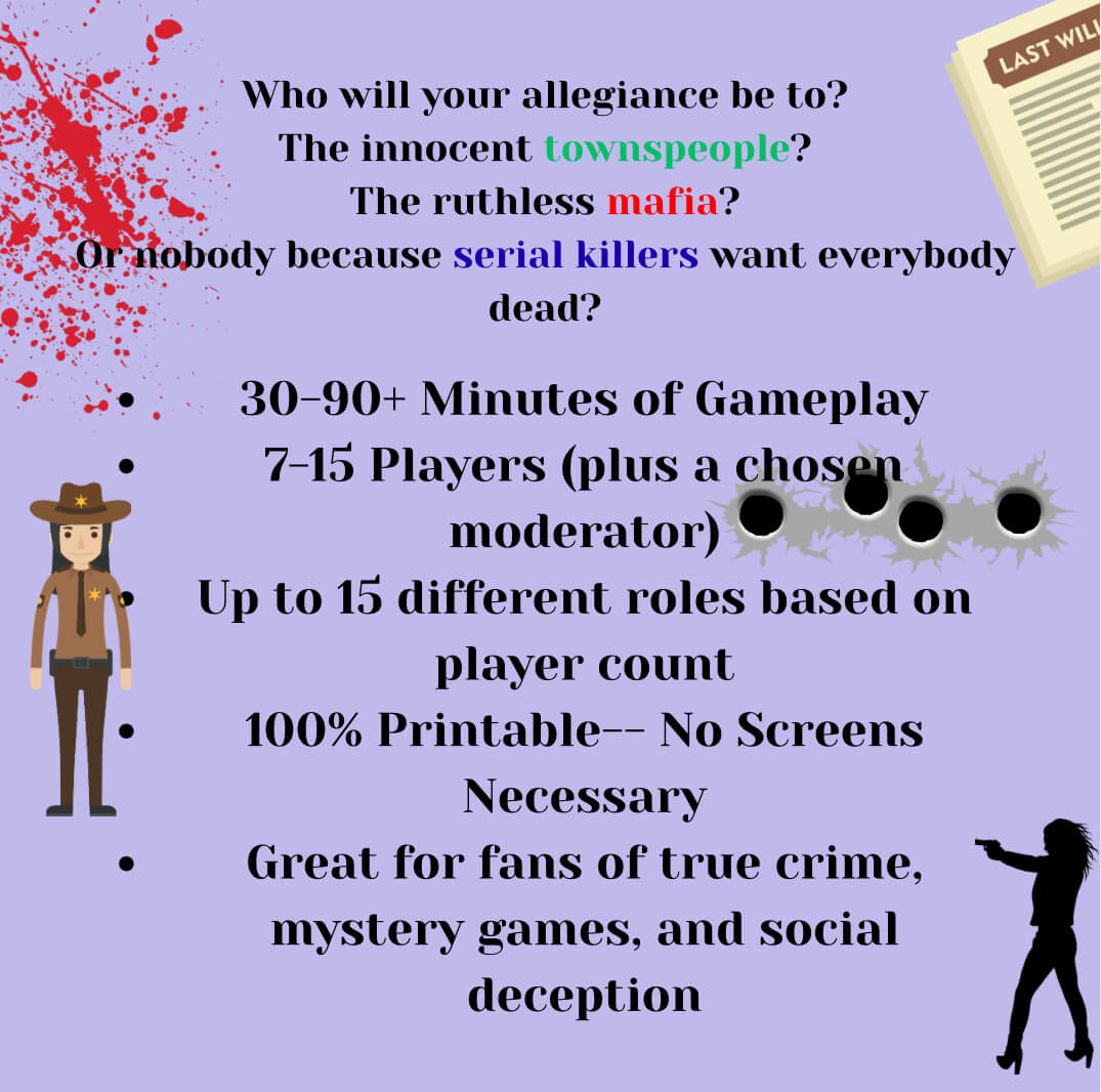 Printable Murder Mystery Party Game | Killers Among Us (7-15 Players) – Instant Download