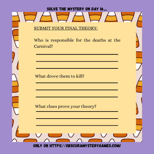 15-Day Halloween Murder Mystery Advent Calendar | Carnival of The Damned