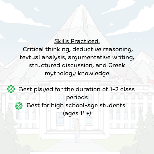 Printable Greek Mythology Themed Mystery Game for High School Students & Teachers | Instant Download