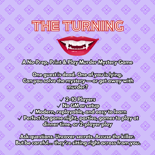 The Turning – A No-Prep Printable Vampire Murder Mystery Game | Mystery Dinner Games