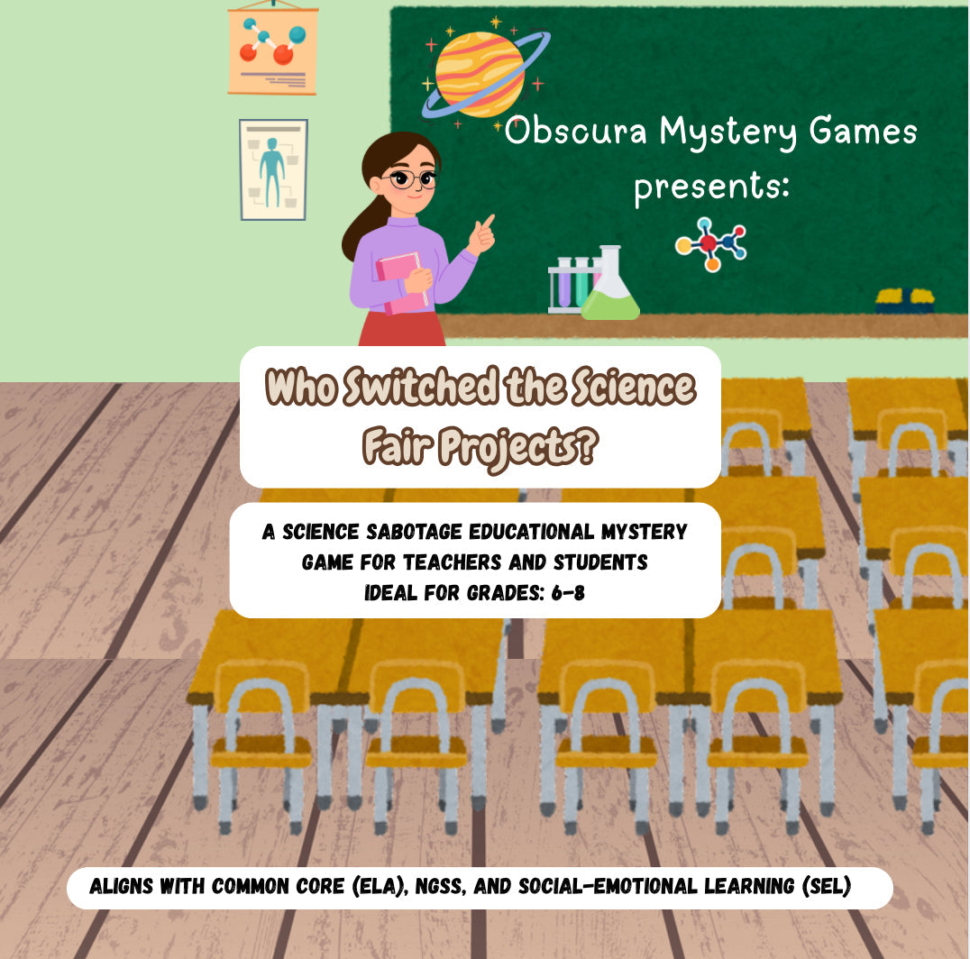 Obscura Mystery Games - Common-Core aligned educational mystery games for classrooms, covering English Language Arts, Math, and Social-Emotional Learning.