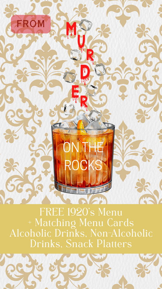 1920's Murder Mystery Party Drink Menu | Murder on The Rocks Printable Add-On