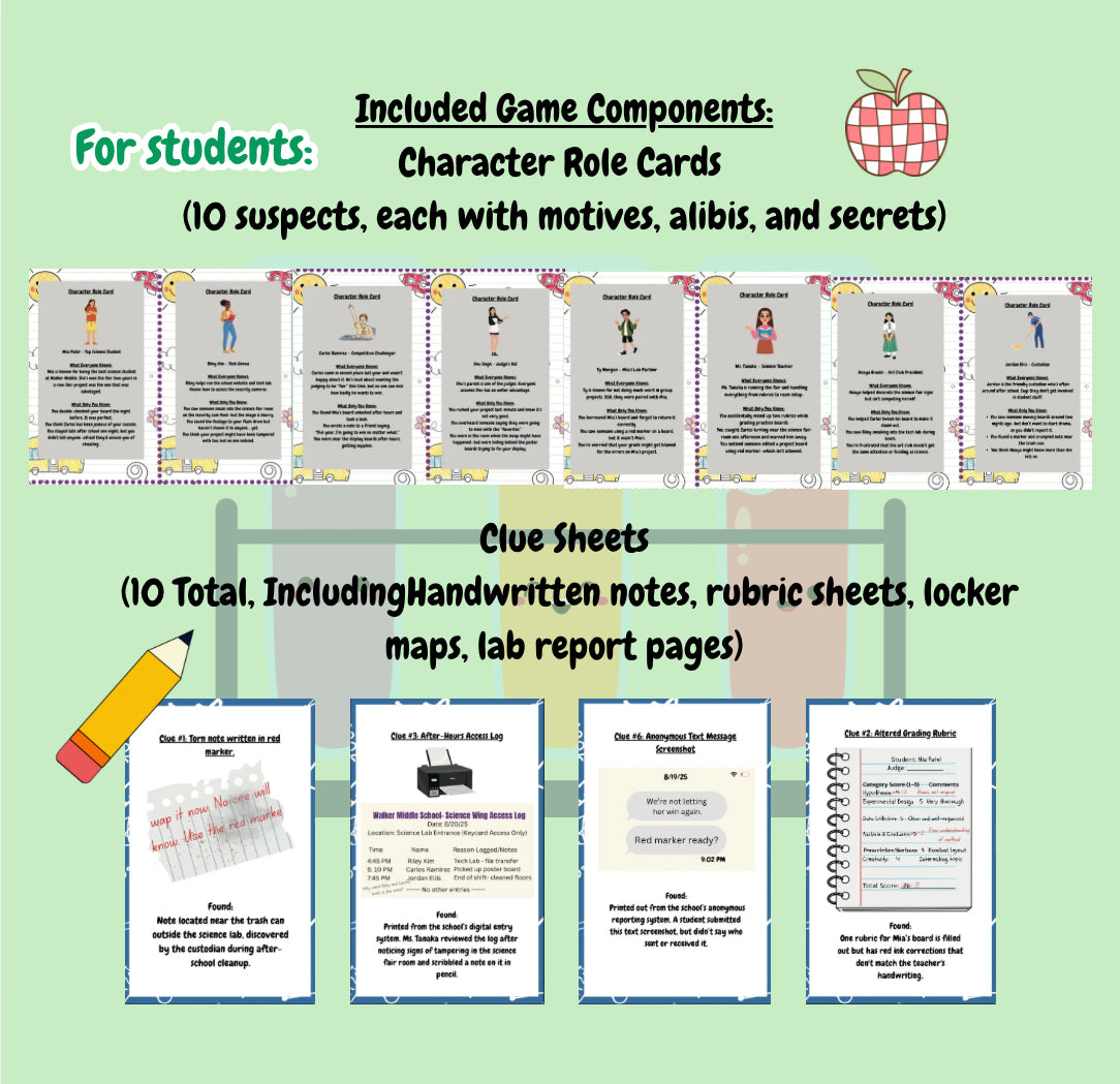 Who Switched the Science Projects? – Printable STEM & ELA Classroom Mystery Game for Grades 6–8