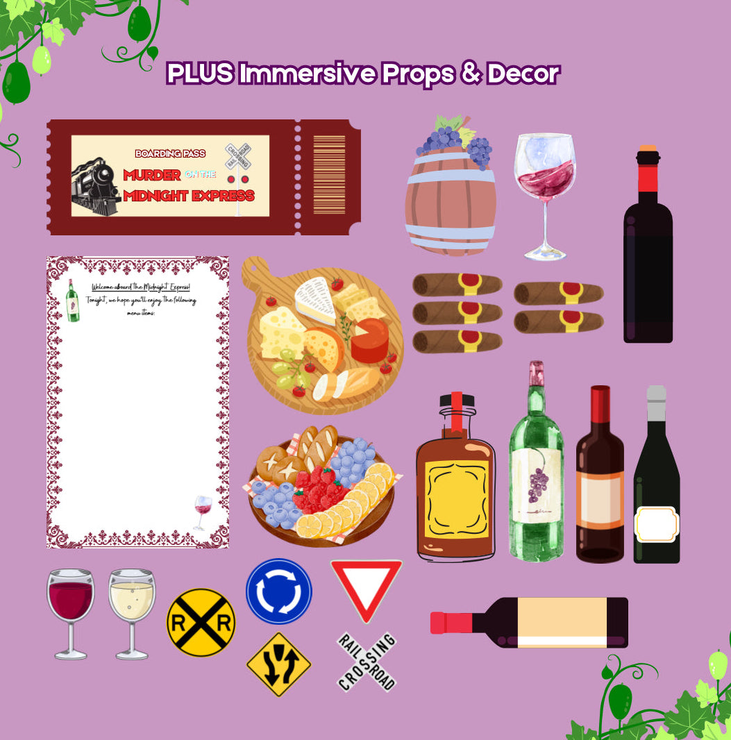 Murder on the Midnight Express |  Printable Role-Playing Train Murder Mystery Party Game for 8–12 Players