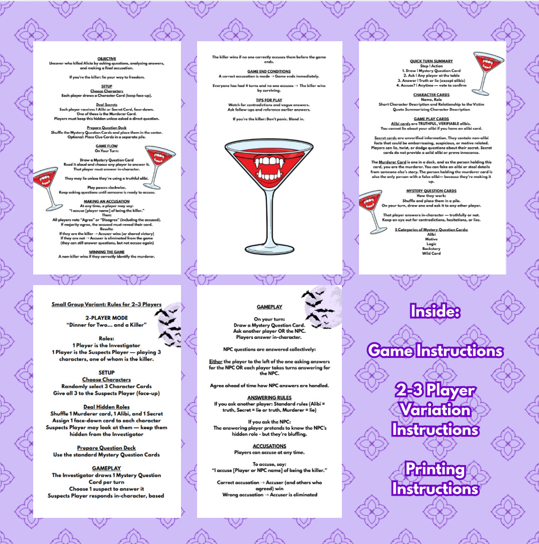 The Turning – A No-Prep Printable Vampire Murder Mystery Game | Mystery Dinner Games