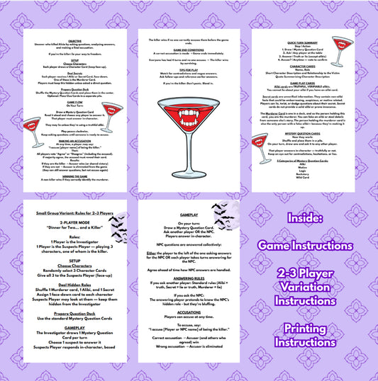 The Turning – A No-Prep Printable Vampire Murder Mystery Game | Mystery Dinner Games