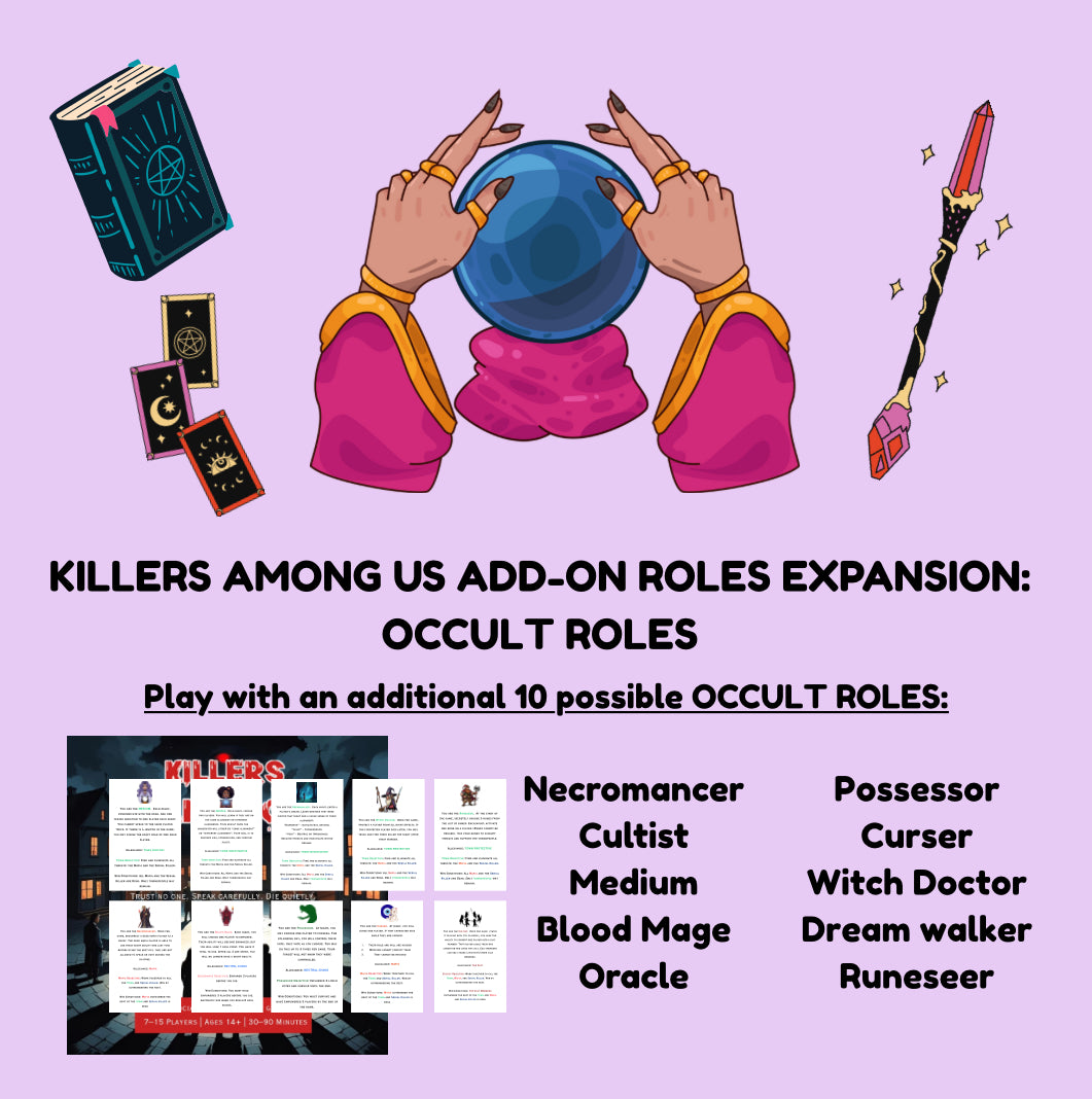 Occult Role Game Expansion Pack – Add-On for Killers Among Us Game | Printable PDF Murder Mystery