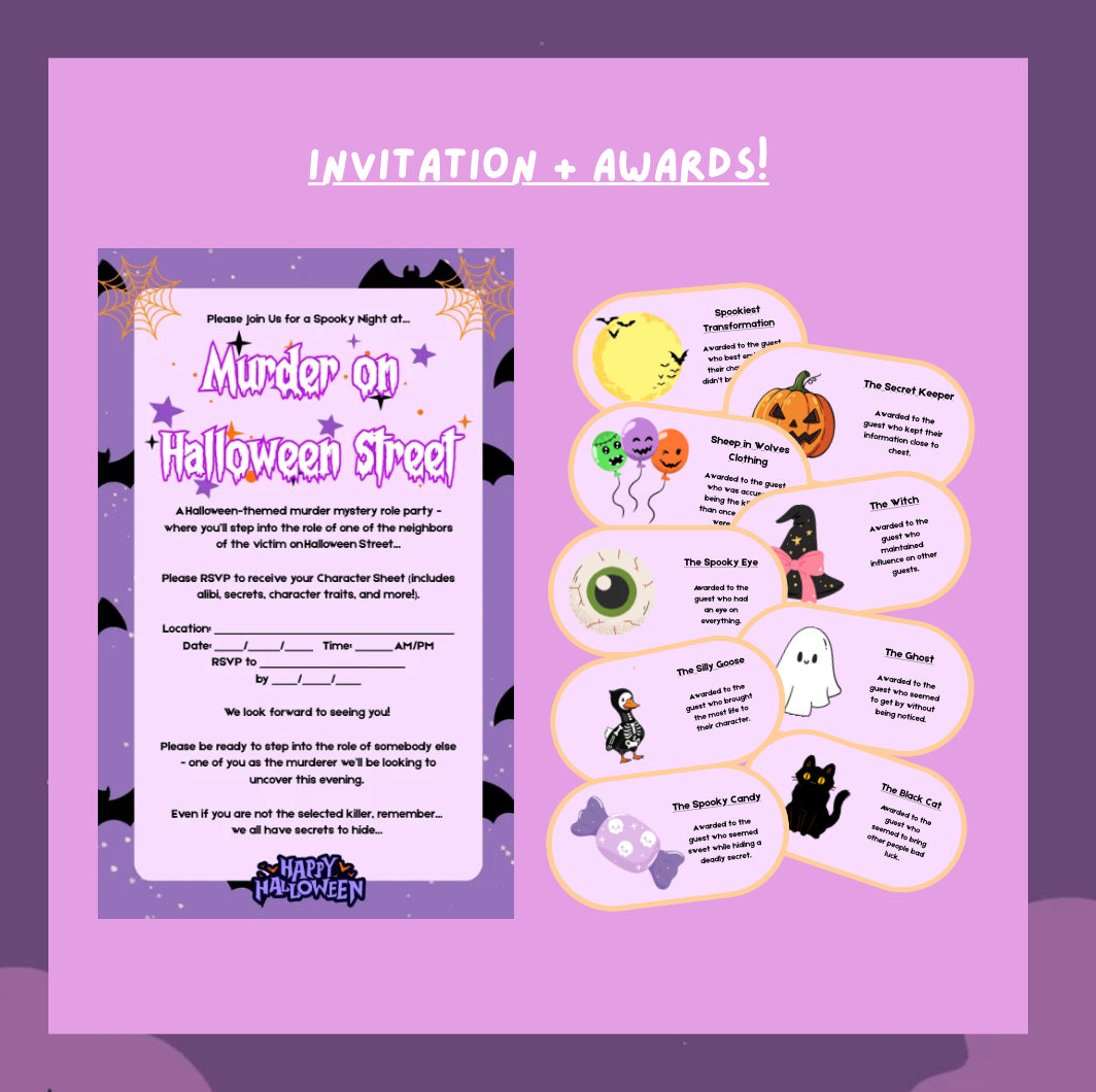 Classic Role Playing Halloween Murder Mystery Game | Murder on Halloween Street | 10-15 Players