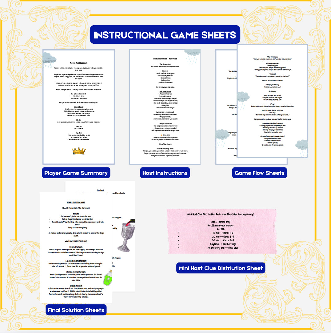 Printable Royal Role-Playing Murder Mystery Party Game (12-20 Players) | Murder at Blackthorne Castle: Betrayal of the Crown