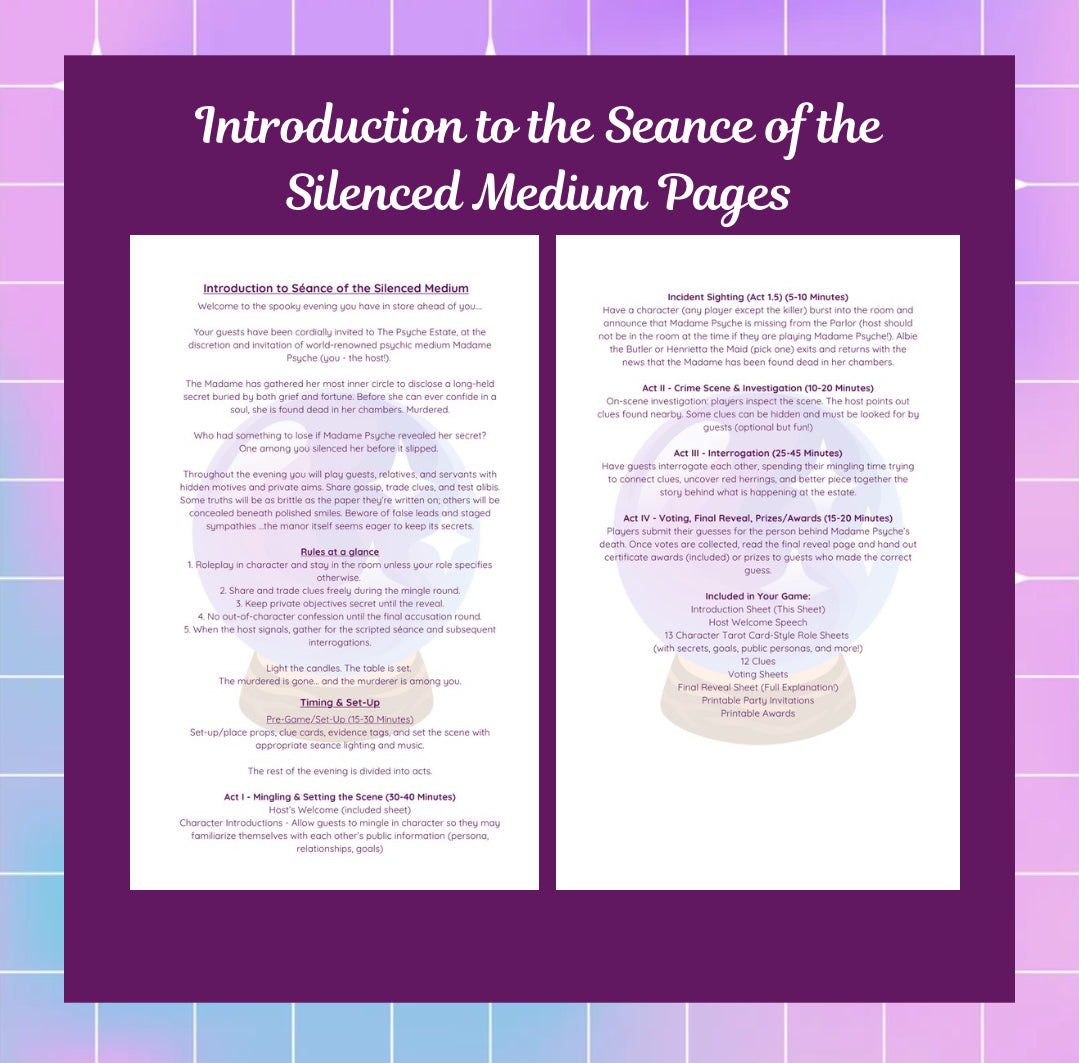 Psychic Theme Classic Murder Mystery Party | 11-13 Players | Seance of the Silenced Medium