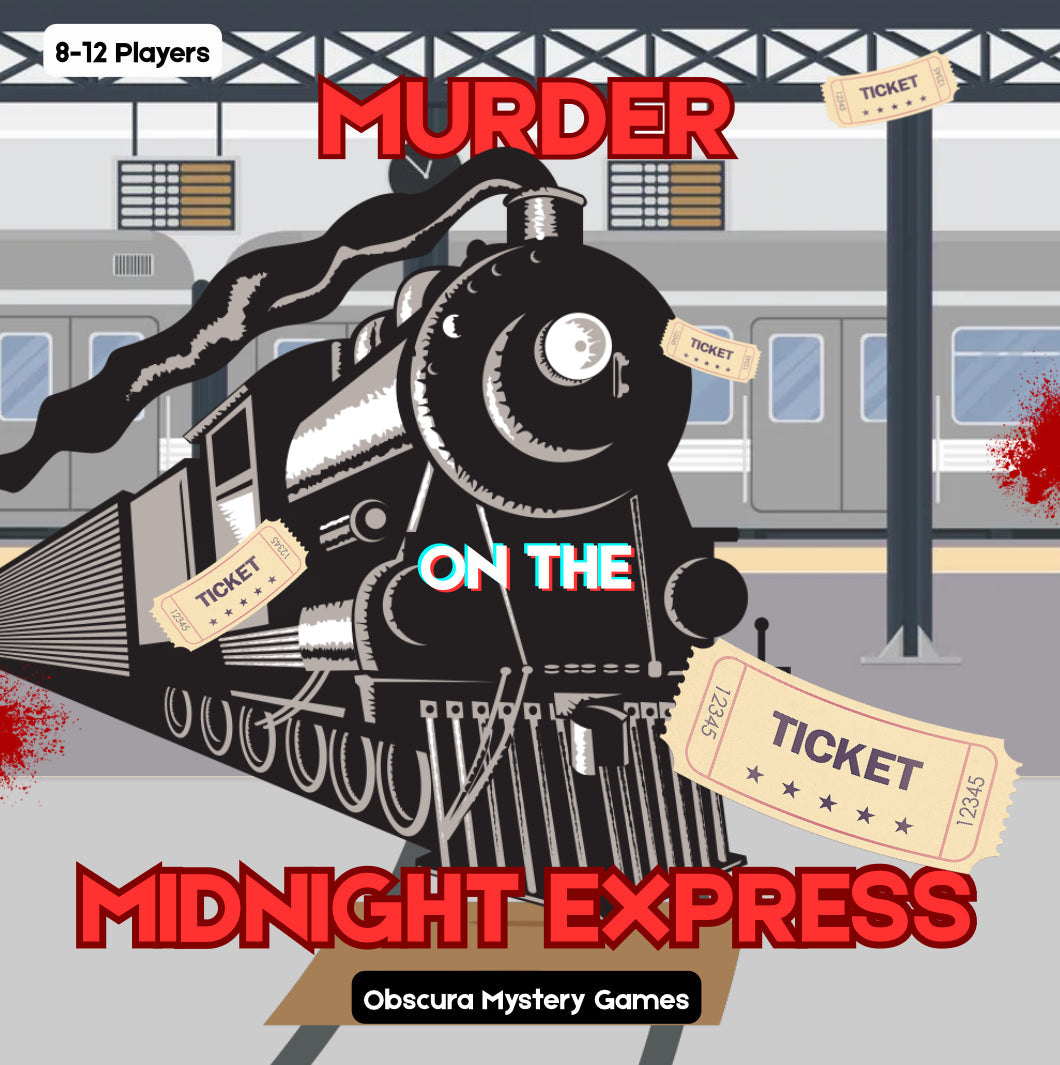 Murder on the Midnight Express |  Printable Role-Playing Train Murder Mystery Party Game for 8–12 Players
