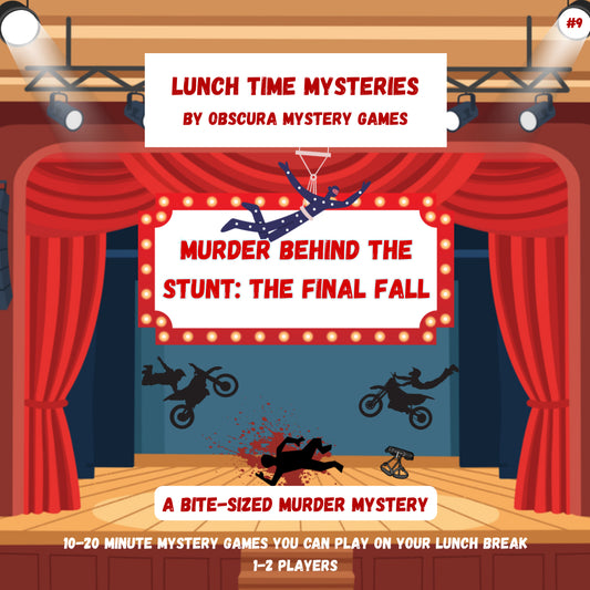 10-20 Minute Printable Detective Game | Lunchtime Mysteries #9 | Murder Behind the Stunt: The Final Fall