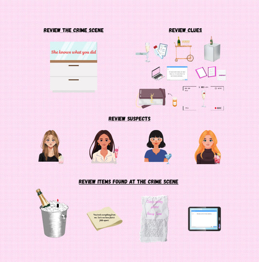 Shots, Lies, and Alibis | Lunchtime Mysteries™ 10-20 Minute Printable Detective Bachelorette Game