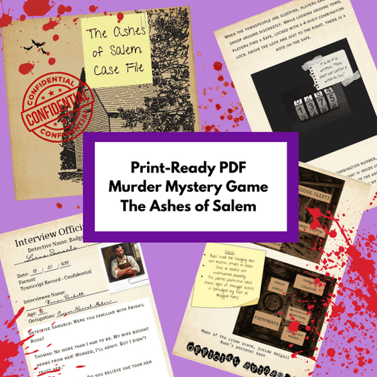 Print-Ready PDF Murder Mystery Game Case File: The Ashes of Salem – Instant Download