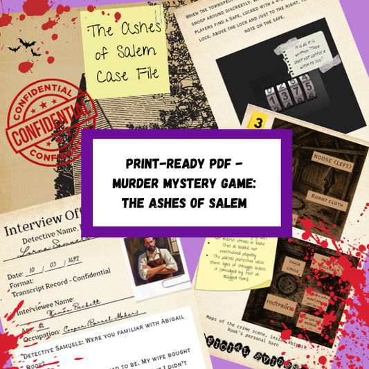 The Ashes of Salem – Instant Download Print-Ready PDF Murder Mystery Game Case File