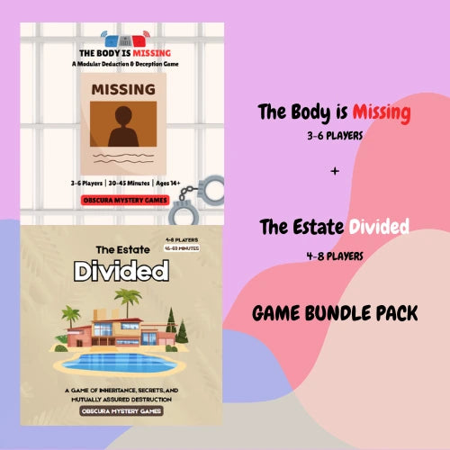 Murder Mystery Social Deduction Table Top Card Bundle | The Body Is Missing + The Estate Divided