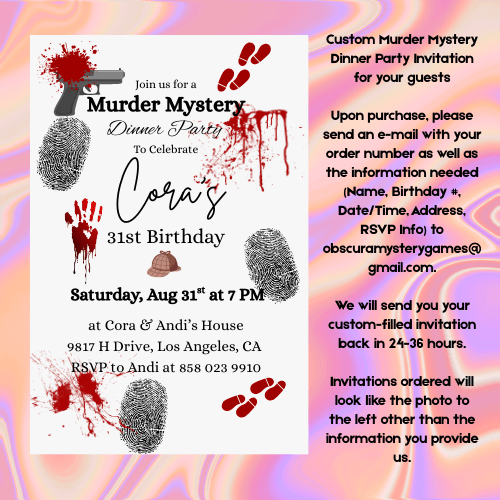 Custom Birthday Mystery Game Party Invitations – Perfect for Dinner Mystery Celebrations