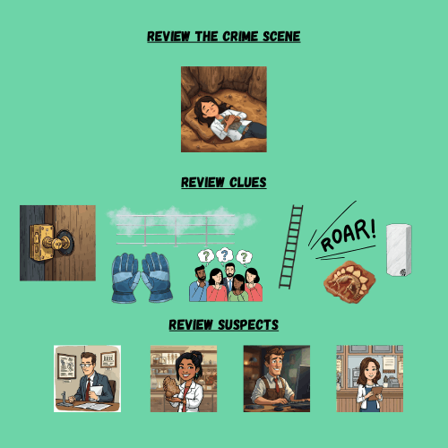 Roar of Deception | Lunchtime Mysteries™ 10-20 Minute Printable Detective Game