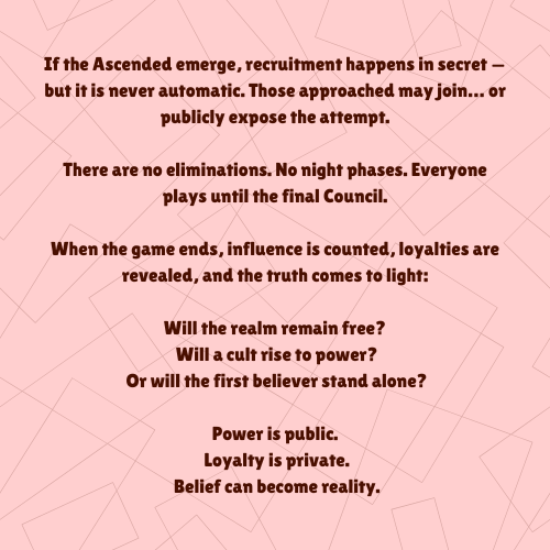 The First Believer – A Political Strategy Game of Hidden Recruitment (8-20 Players)