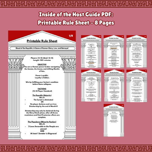 Blood of the Republic - A Roman Senate Strategy Game for 12–15 Players | Political Betrayal & Hidden Roles