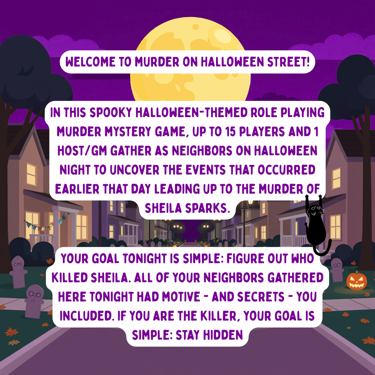 Classic Role Playing Halloween Murder Mystery Game | Murder on Halloween Street | 10-15 Players