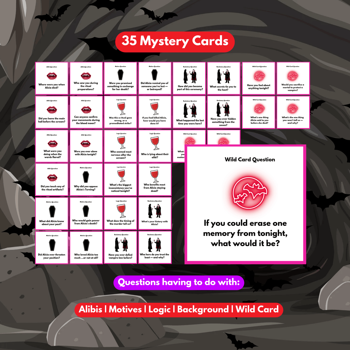 The Turning | Printable Vampire Murder Mystery Game (2-10 Players) | Social Deduction Card Game