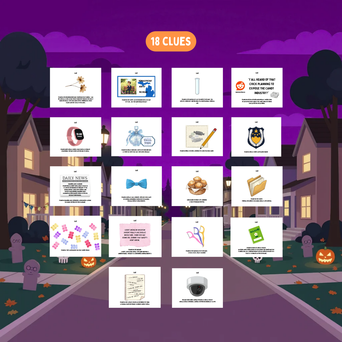 Classic Role Playing Halloween Murder Mystery Game | Murder on Halloween Street | 10-15 Players
