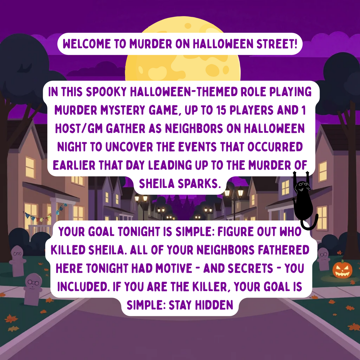 Classic Role Playing Halloween Murder Mystery Game | Murder on Halloween Street | 10-15 Players