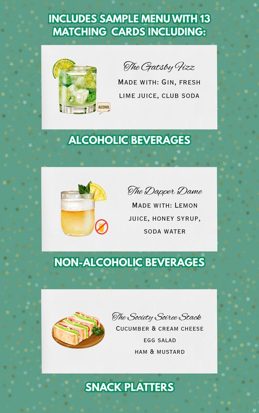 1920's Murder Mystery Party Drink Menu | Murder on The Rocks Printable Add-On